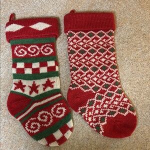 Festive Red and GreenWool Holiday Stockings